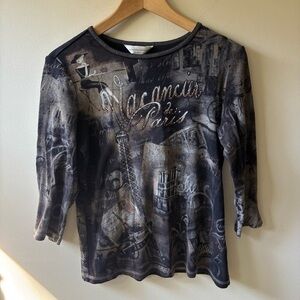 Graphic Long Sleeve Top with Paris Design